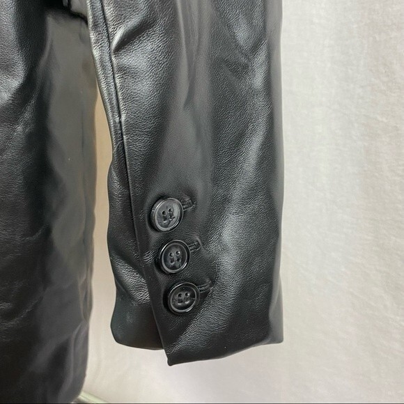 Joie Black Vegan Leather Button Up Jacket Blazer M Medium - Picture 4 of 7